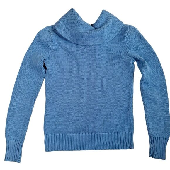Ralph Lauren Sport Y2K Cotton Shawl Collar Pullover Sweater Blue Size Small Logo - Picture 2 of 6